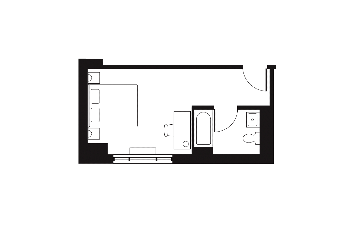 Studio King Room Floor Plan at Soho Grand Hotel