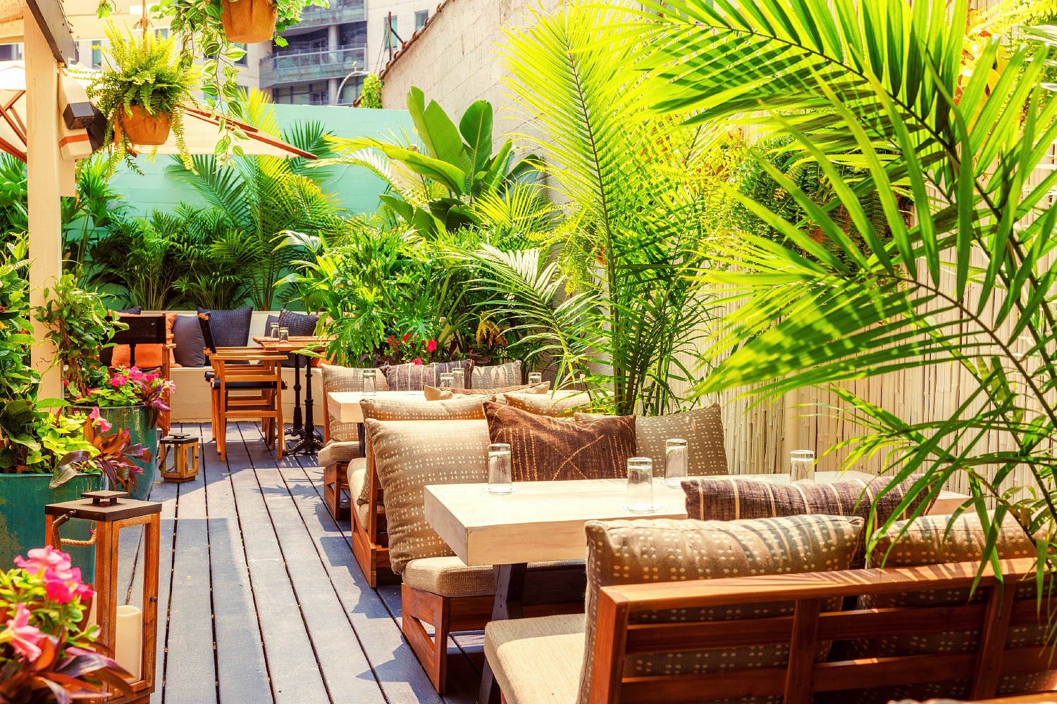 Private area of outdoor event space in SoHo, NY at Gilligan's.
