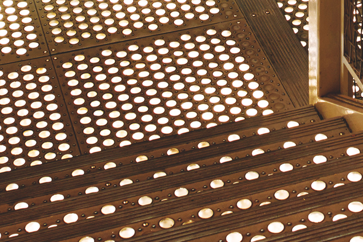 detail shot of the lighting on the soho grand staircase