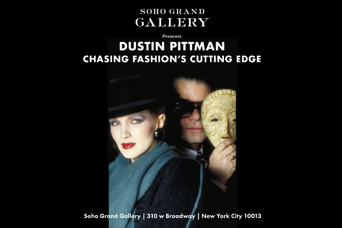 Man wearing sunglasses holding a mask while hiding in back of a female model.