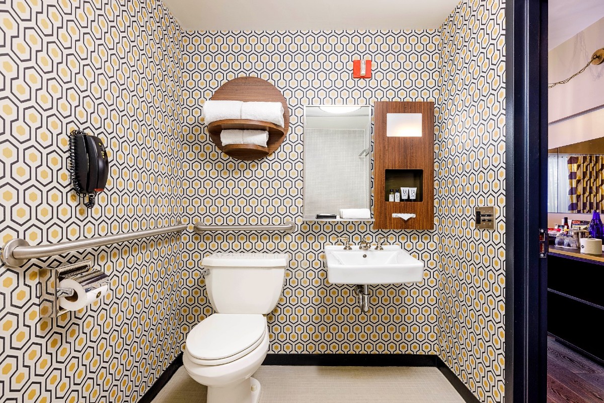 Accessible bathroom at Roxy Hotel New York.