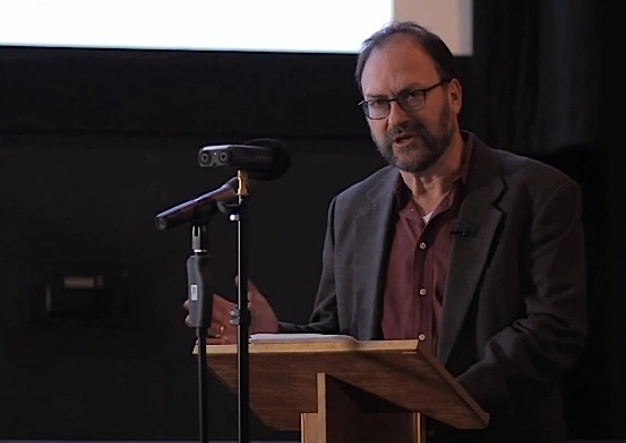 Film critic J Hoberman at the microphone